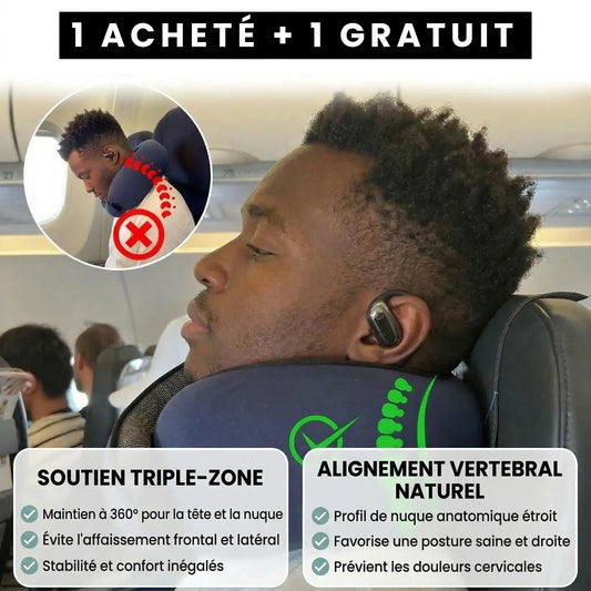 Oreiller de voyage ergonomique Wanroy gris - coussin cervical avion