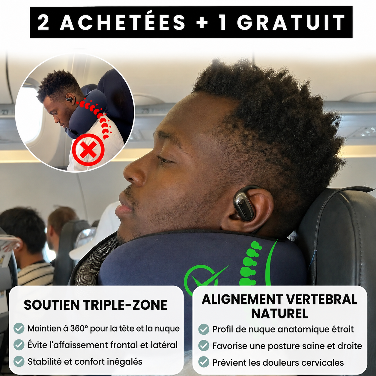 Pack oreiller de voyage Wanroy - 2 achetés 1 offert