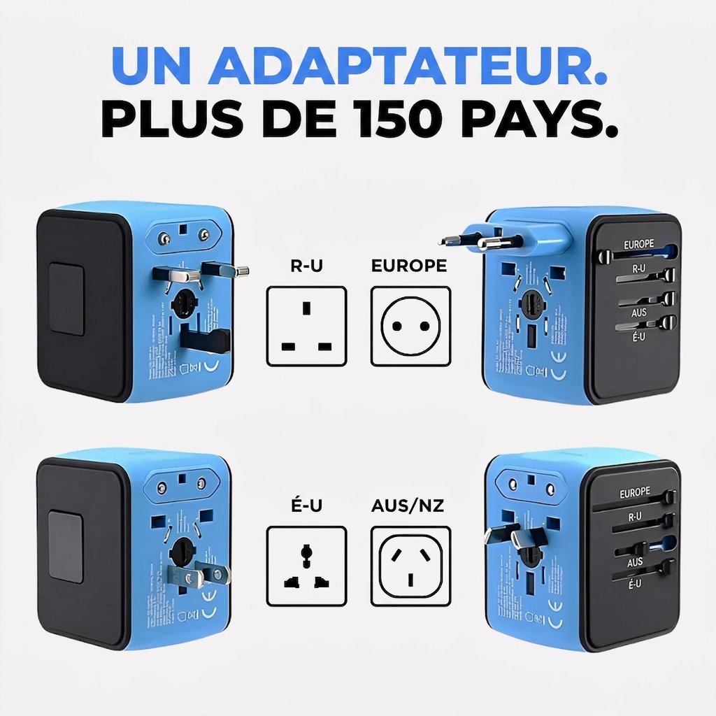 Un seul adaptateur - 150+ pays